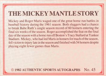 1982 ASA The Mickey Mantle Story #45 Roger Maris / Mickey Mantle Back