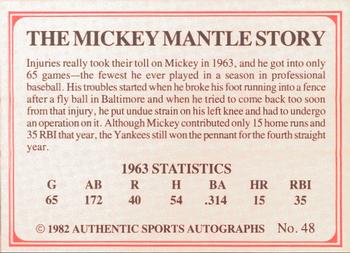 1982 ASA The Mickey Mantle Story #48 Mickey Mantle Back