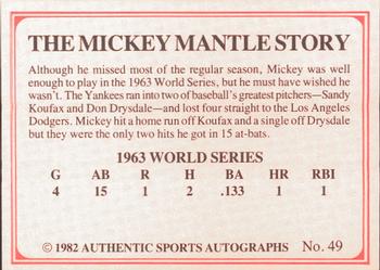 1982 ASA The Mickey Mantle Story #49 Mickey Mantle Back