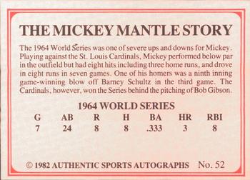 1982 ASA The Mickey Mantle Story #52 Mickey Mantle Back