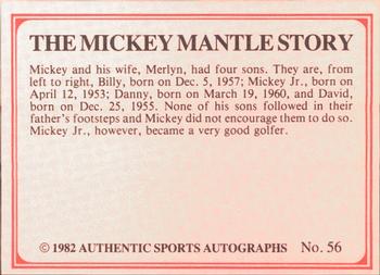 1982 ASA The Mickey Mantle Story #56 Mickey Mantle Back