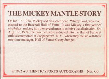 1982 ASA The Mickey Mantle Story #66 Mickey Mantle / Casey Stengel / Whitey Ford Back