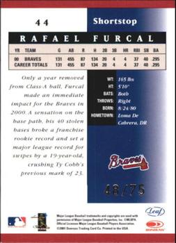 2001 Leaf Certified Materials - Mirror Red #44 Rafael Furcal  Back