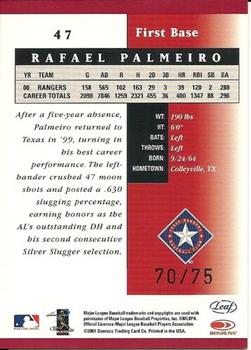 2001 Leaf Certified Materials - Mirror Red #47 Rafael Palmeiro  Back