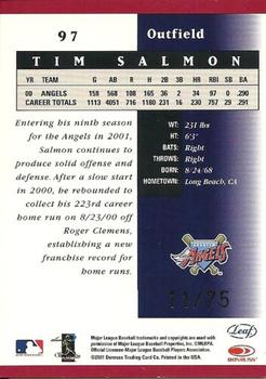 2001 Leaf Certified Materials - Mirror Red #97 Tim Salmon  Back