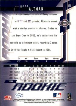 2001 Leaf Rookies & Stars - Autographs #124 Gene Altman Back