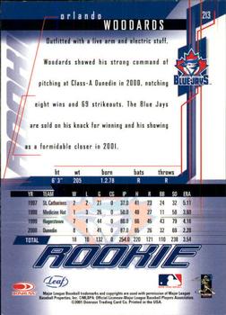 2001 Leaf Rookies & Stars - Autographs #213 Orlando Woodards Back