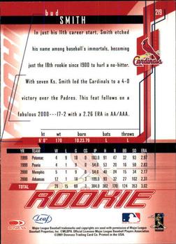 2001 Leaf Rookies & Stars - Autographs #219 Bud Smith Back