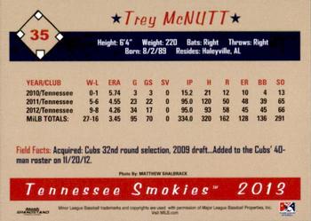 2013 Grandstand Tennessee Smokies #NNO Trey McNutt Back