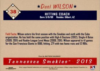 2013 Grandstand Tennessee Smokies #NNO Desi Wilson Back