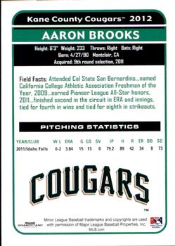 2012 Grandstand Kane County Cougars #NNO Aaron Brooks Back