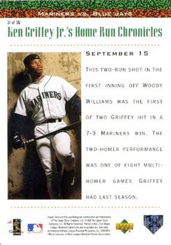 1998 Upper Deck - Ken Griffey Jr.'s Home Run Chronicles #51 Ken Griffey Jr. Back