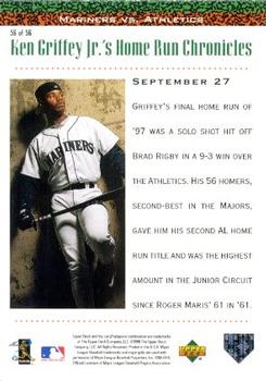 1998 Upper Deck - Ken Griffey Jr.'s Home Run Chronicles #56 Ken Griffey Jr. Back