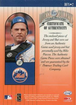 2001 Leaf Rookies & Stars - Dress for Success #DFS2 Mike Piazza  Back