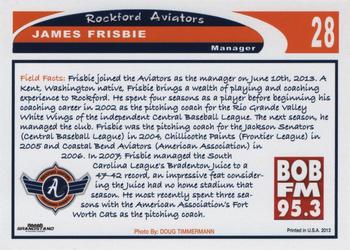 2013 Grandstand Rockford Aviators #NNO James Frisbie Back