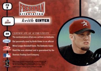 2001 Leaf Rookies & Stars - Freshman Orientation #FO8 Keith Ginter Back