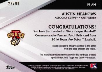 2016 Topps Pro Debut - Pennant Patches #PP-AM Austin Meadows Back