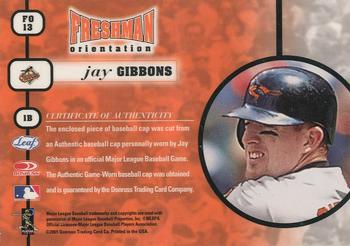 2001 Leaf Rookies & Stars - Freshman Orientation Autographs #FO13 Jay Gibbons Back