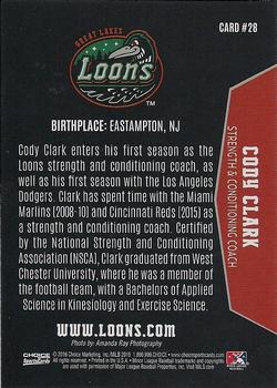 2016 Choice Great Lakes Loons #28 Cody Clark Back