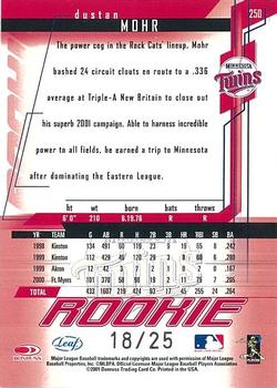 2001 Leaf Rookies & Stars - Longevity #250 Dustan Mohr  Back