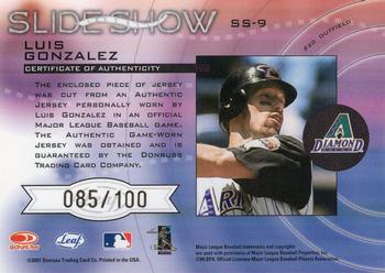 2001 Leaf Rookies & Stars - Slideshow #SS-9 Luis Gonzalez Back