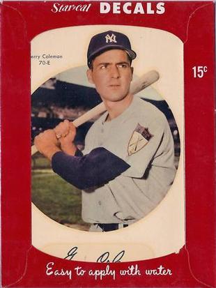 1952 Star-Cal Large Decals #70-E Jerry Coleman Front