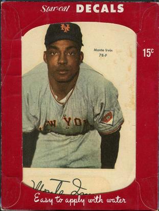 1952 Star-Cal Large Decals #78-F Monte Irvin Front