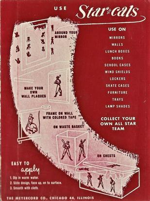 1952 Star-Cal Large Decals #81-B Wally Westlake Back