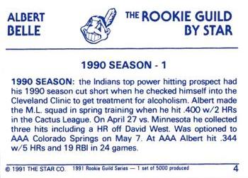 1991 Star The Rookie Guild #4 Albert Belle Back