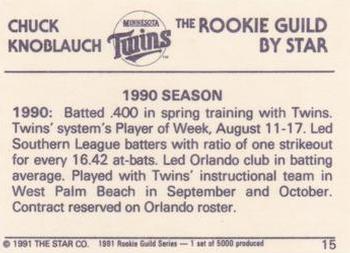 1991 Star The Rookie Guild #15 Chuck Knoblauch Back