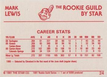1991 Star The Rookie Guild #24 Mark Lewis Back