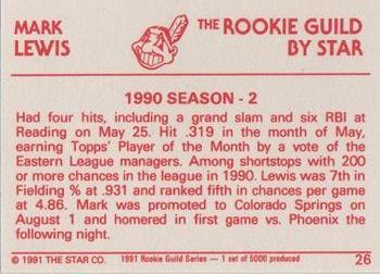 1991 Star The Rookie Guild #26 Mark Lewis Back