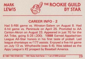 1991 Star The Rookie Guild #29 Mark Lewis Back
