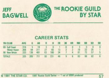 1991 Star The Rookie Guild #57 Jeff Bagwell Back