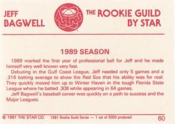 1991 Star The Rookie Guild #60 Jeff Bagwell Back