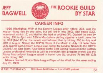 1991 Star The Rookie Guild #61 Jeff Bagwell Back