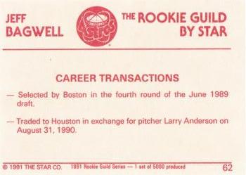 1991 Star The Rookie Guild #62 Jeff Bagwell Back