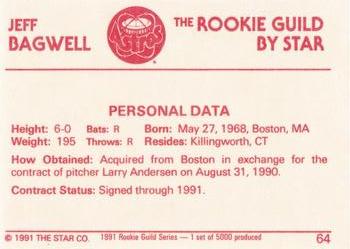 1991 Star The Rookie Guild #64 Jeff Bagwell Back