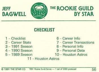 1991 Star The Rookie Guild - Glossy #56 Jeff Bagwell Back