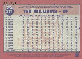 2016 Topps Archives - Blue Border #271 Ted Williams Back
