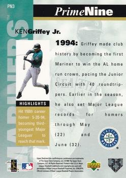 1998 Upper Deck - Prime Nine #PN3 Ken Griffey Jr. Back