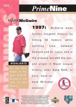 1998 Upper Deck - Prime Nine #PN28 Mark McGwire Back