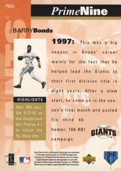 1998 Upper Deck - Prime Nine #PN55 Barry Bonds Back