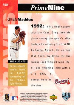 1998 Upper Deck - Prime Nine #PN56 Greg Maddux Back