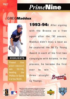 1998 Upper Deck - Prime Nine #PN57 Greg Maddux Back