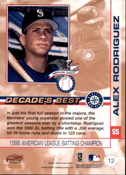 2001 Pacific - AL Decade's Best #12 Alex Rodriguez  Back
