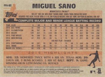 2016 Topps Archives - Fan Favorite Autographs #FFA-MS Miguel Sano Back