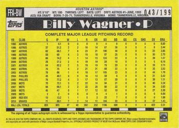 2016 Topps Archives - Fan Favorite Autographs Blue Border #FFA-BW Billy Wagner Back