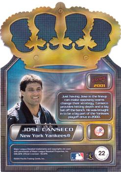 2001 Pacific - Gold Crown Die Cuts #22 Jose Canseco  Back