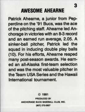 1991 Anchorage Bucs #3 Patrick Ahearne Back